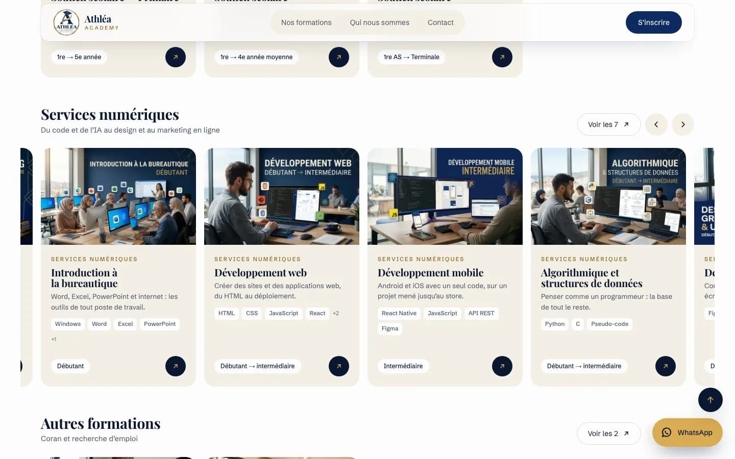 Athlea Academy — Catalogue des formations